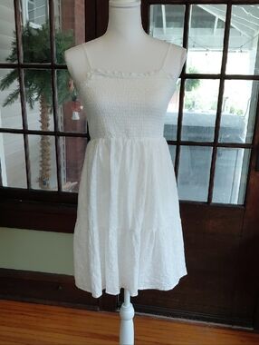 Pink Republic White Smocked Spaghetti-Strap Mini Dress